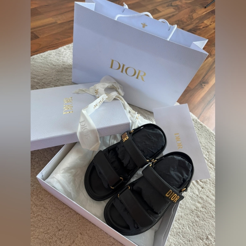 Dior Black Lambskin Sandals